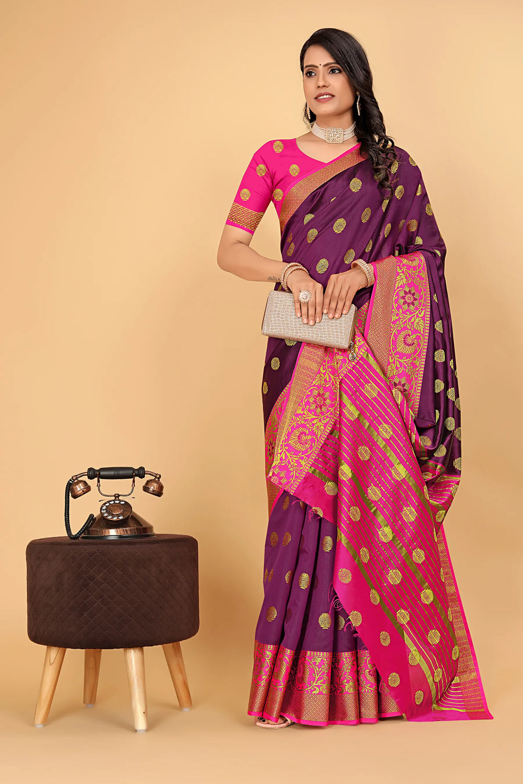 Pionex Woven Katan Kanjivaram Soft Lichi Silk Sarees