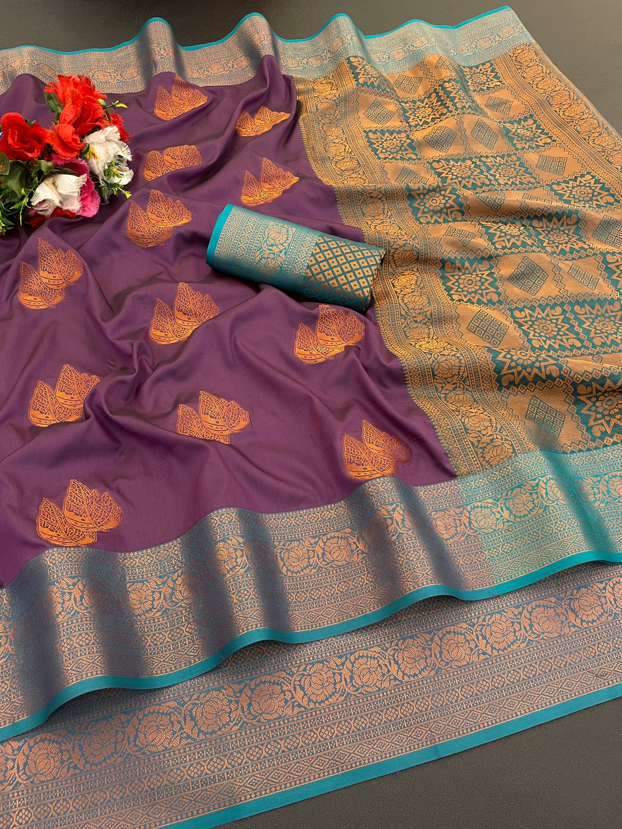 Banarasi Softy Copper Zari Weaving Kanjivaram Silk Saree
