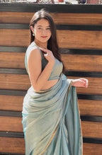 Rama Two-Tone Soft Fancy Chiffon Silk Saree