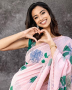 Georgette Digital Print Saree with Cut Work Lace