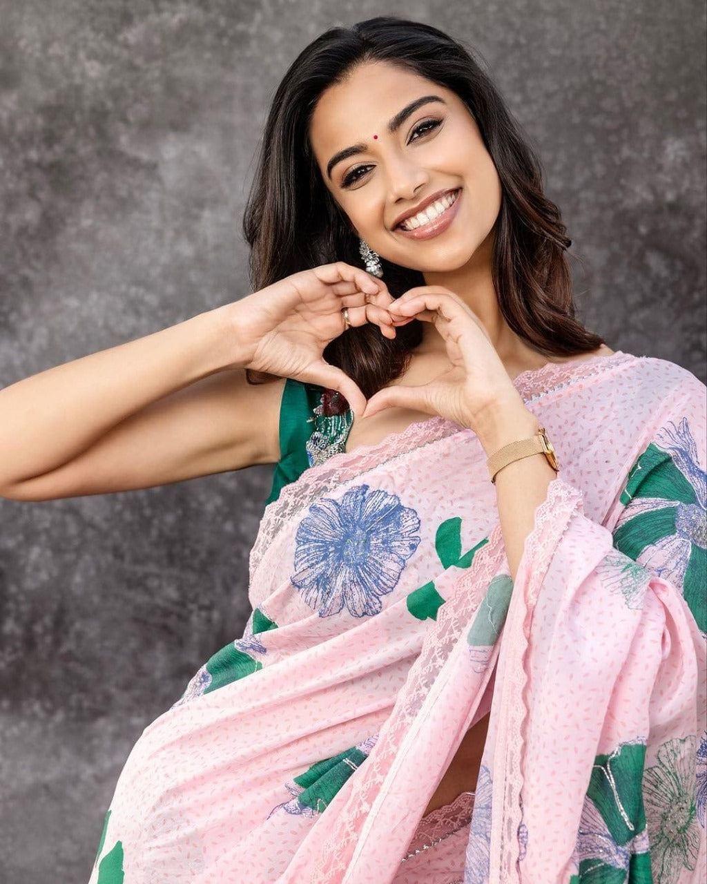 Georgette Digital Print Saree with Cut Work Lace