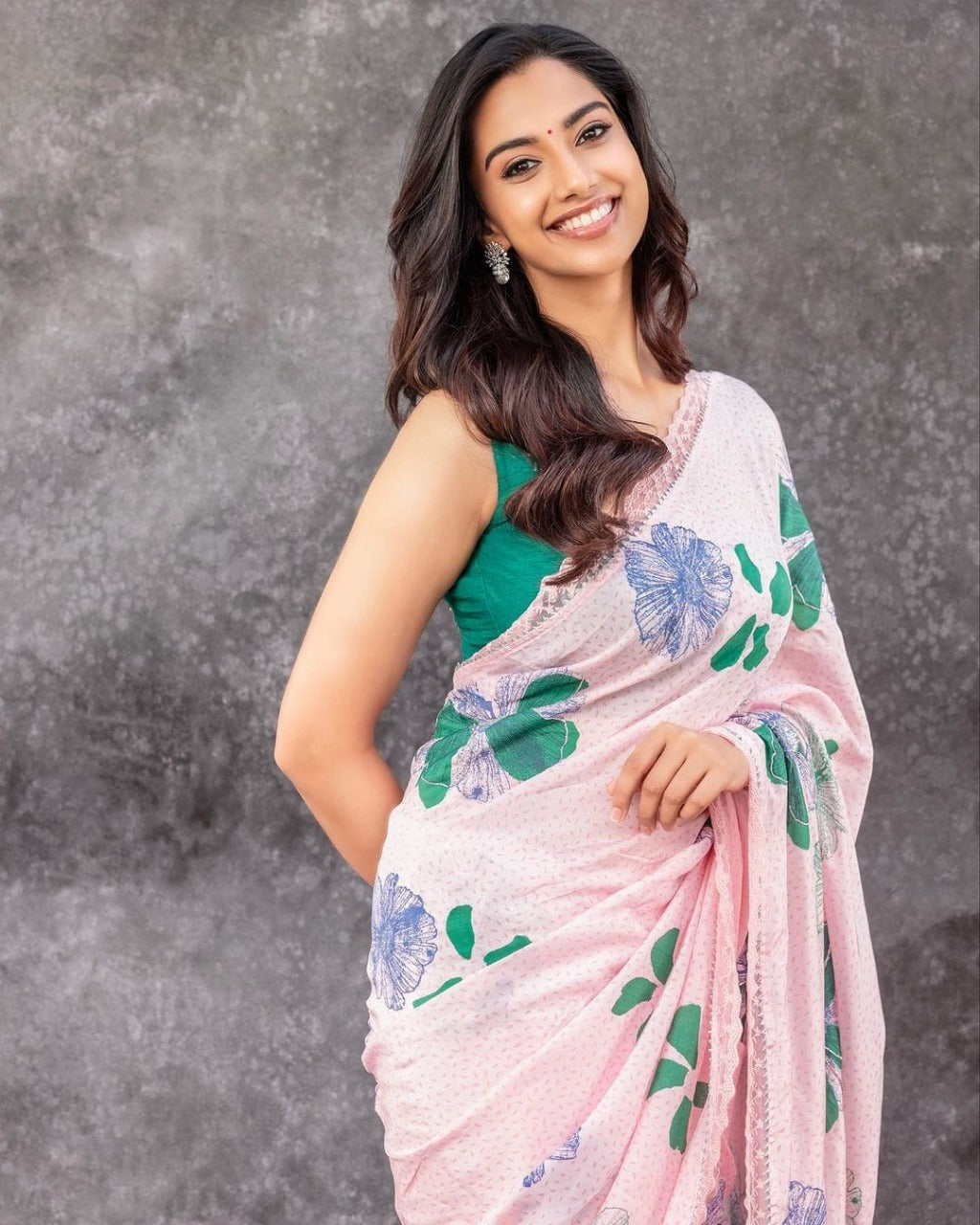 Georgette Digital Print Saree with Cut Work Lace