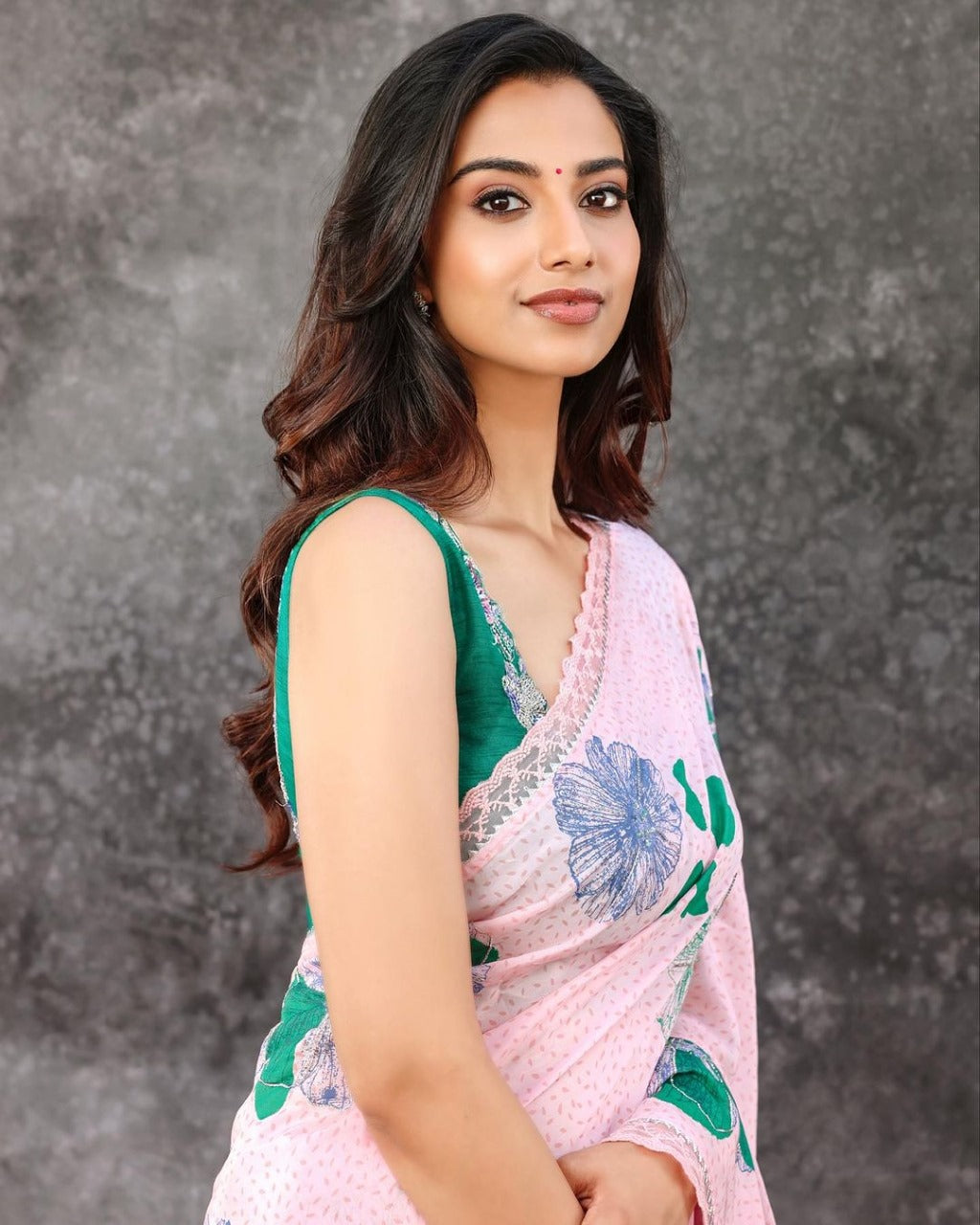Georgette Digital Print Saree with Cut Work Lace