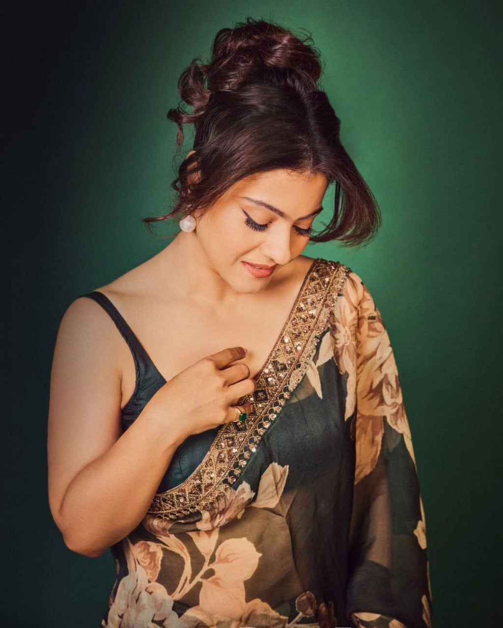 Bollywood Style Georgette Digital Print Saree with Embroidery & Satin Blouse