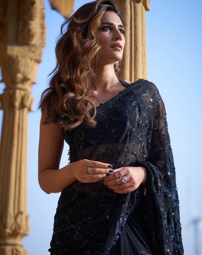 Georgette Multi-Embroidery Saree with Banglori Embroidered Blouse