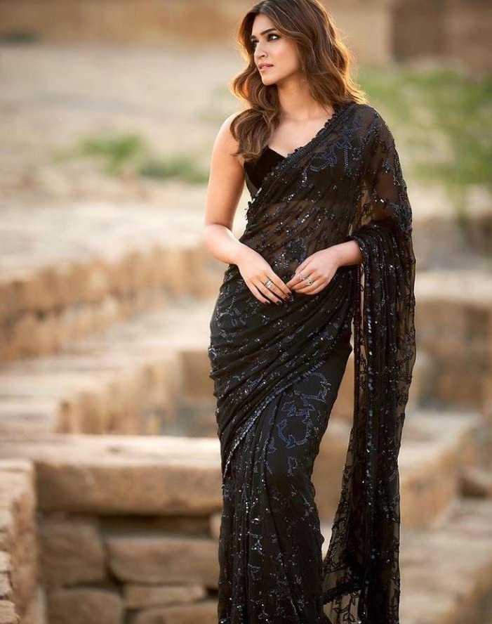 Georgette Multi-Embroidery Saree with Banglori Embroidered Blouse