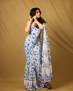 Georgette Fabric with Heavy Digital Print & Mono Lace Border