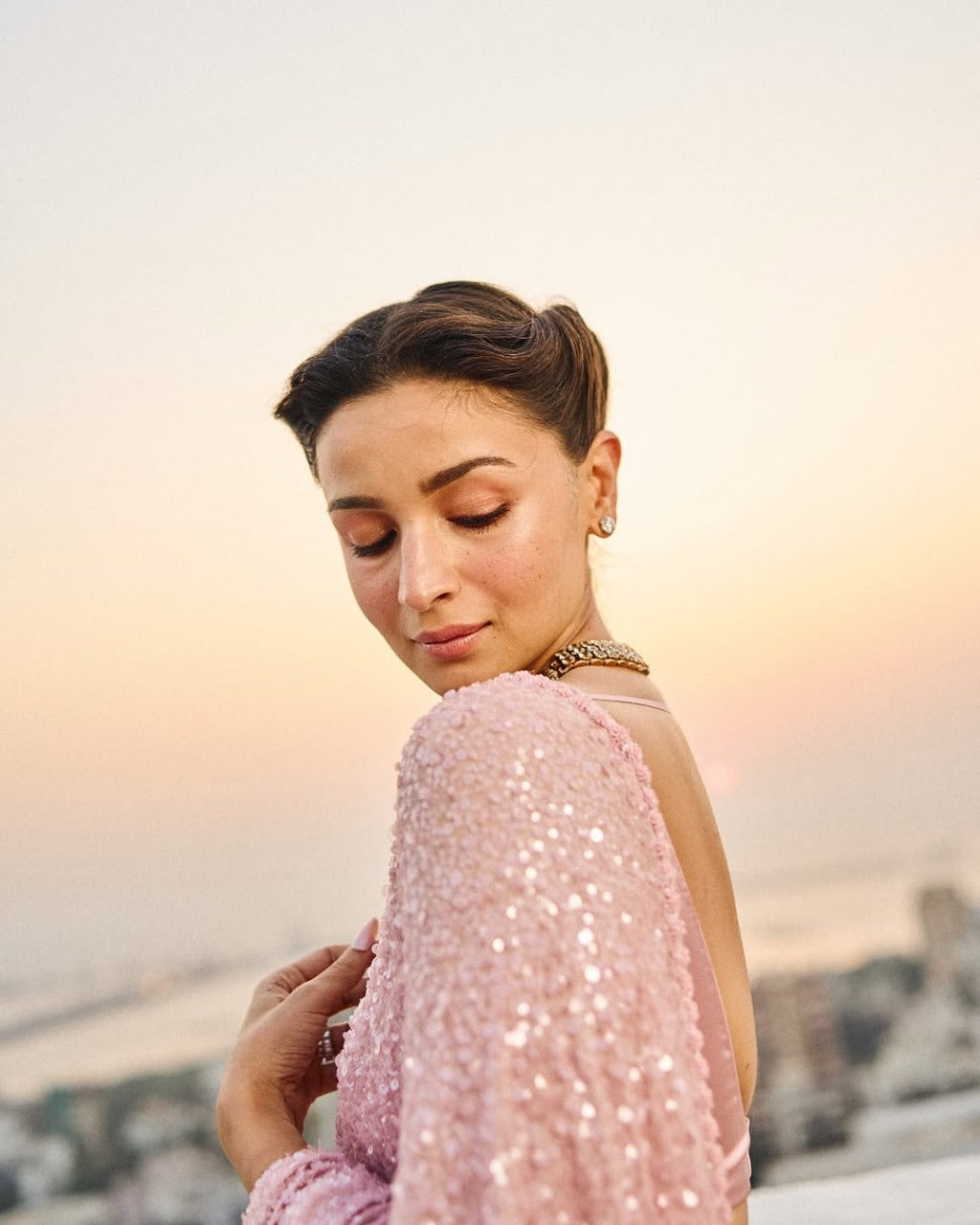 Georgette Sequin Work Saree with Banglori Silk Cotton Blouse