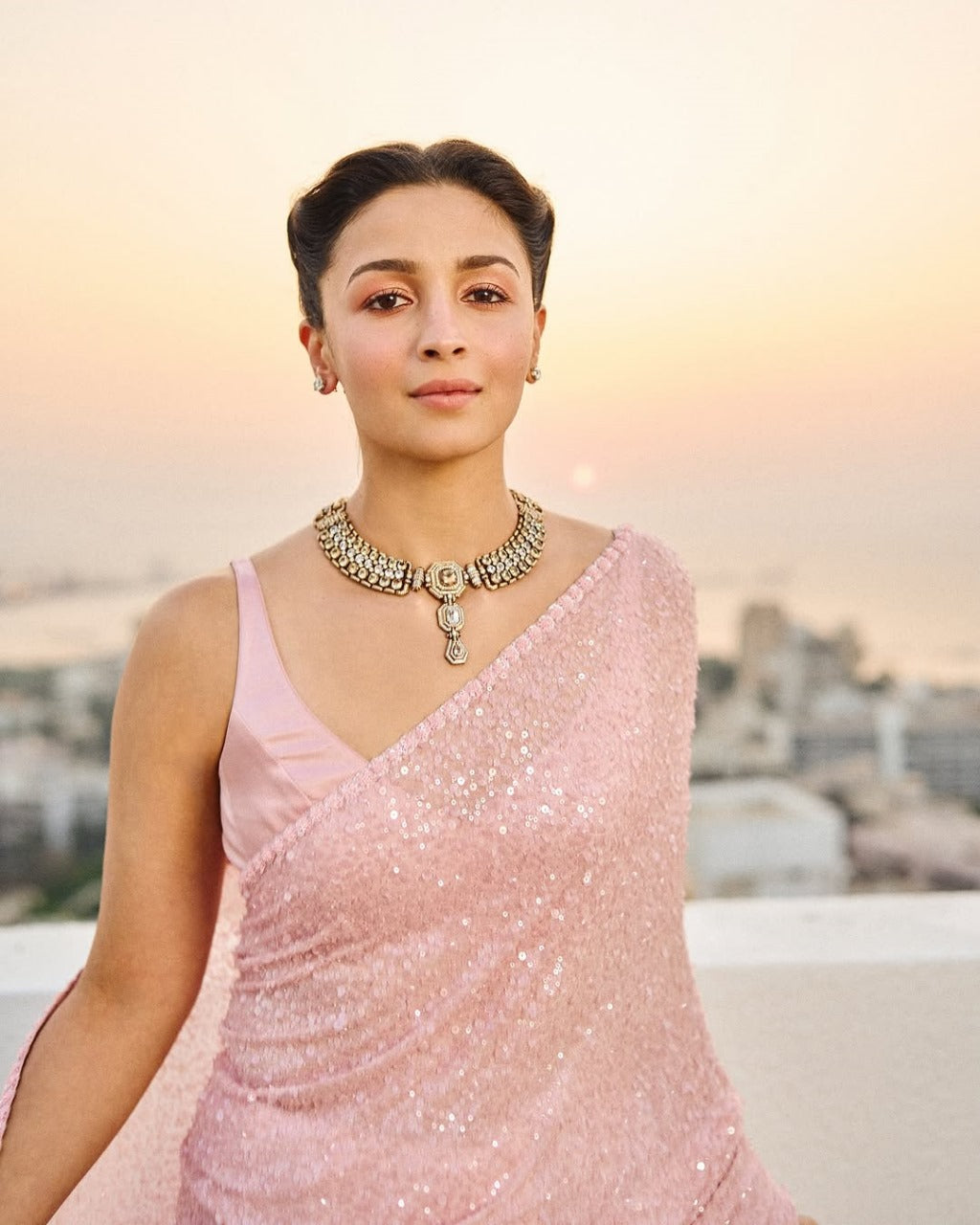 Georgette Sequin Work Saree with Banglori Silk Cotton Blouse