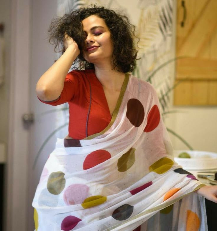 Abstract Print Mulmul Cotton Party Wear Saree