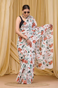 Abstract Print Mulmul Cotton Party Wear Saree - Pionex Fab