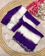 Digital Print Chinon Saree with Khatli Handwork Blouse & Designer Cut Border