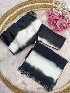 Digital Print Chinon Saree with Khatli Handwork Blouse & Designer Cut Border