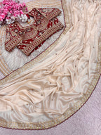 Rangoli Silk Saree with Sequins Embroidery Work & Stitched Blouse