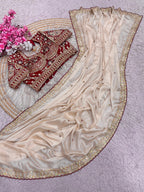 Rangoli Silk Saree with Sequins Embroidery Work & Stitched Blouse