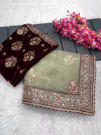 Soft Organza Silk Embroidery Saree With Multi Thread Work