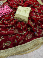 Fandy Satin With Bits Sequence Work Saree