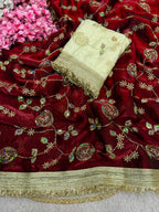 Fandy Satin With Bits Sequence Work Saree