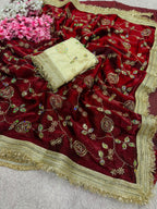 Fandy Satin With Bits Sequence Work Saree