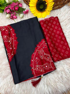 Bandhani Inspired Satin Silk Saree with Ari & Mirror Work