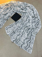 Chinon Silk Printed Saree with  Siroski Stone Border