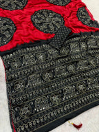 Bandhani Inspired Satin Silk Saree with Ari & Mirror Work