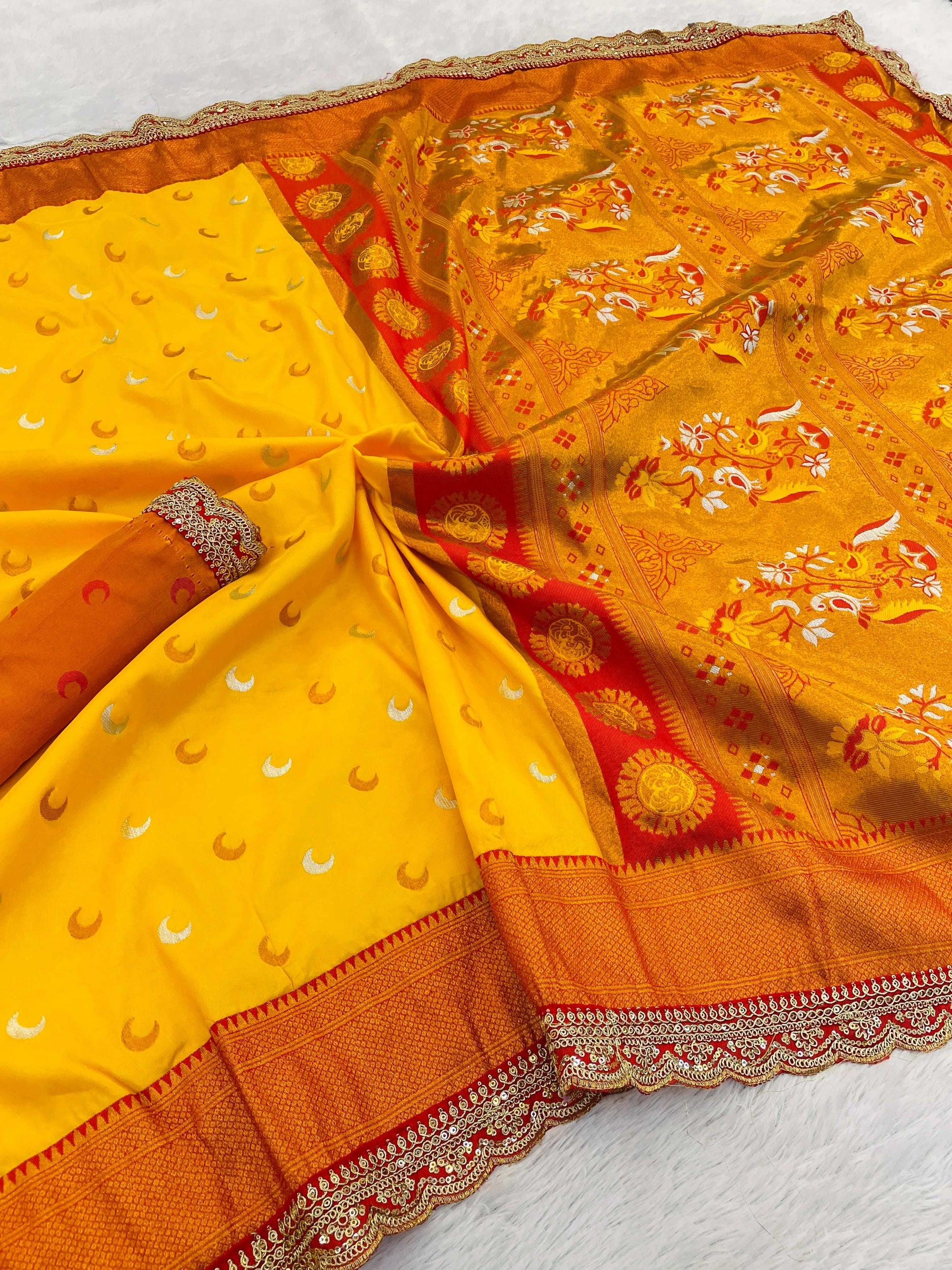 Paithani Pure Silk Embroidery Lace Border Saree