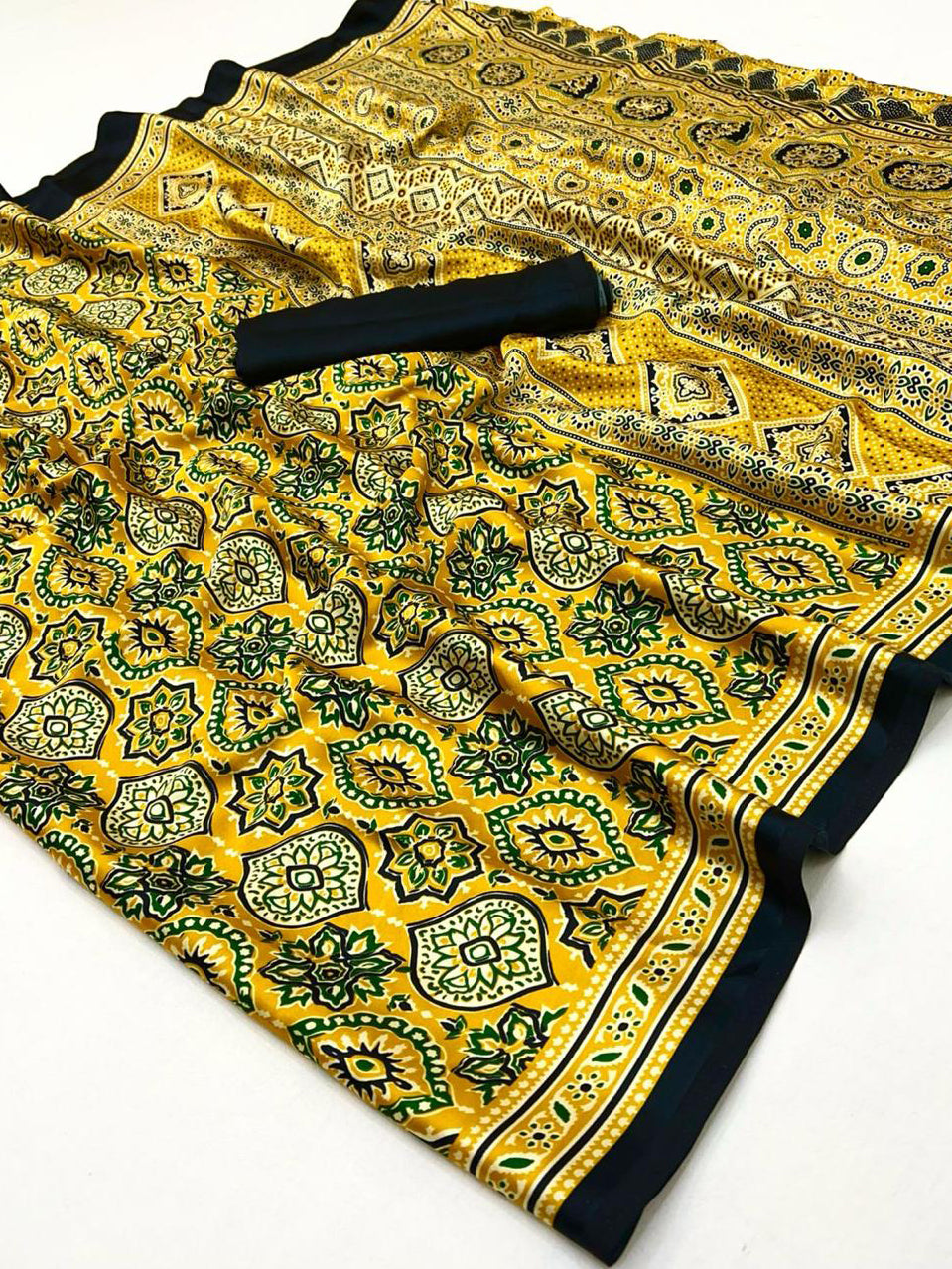 Soft Modal Silk Natural Ajrakh Printed Saree