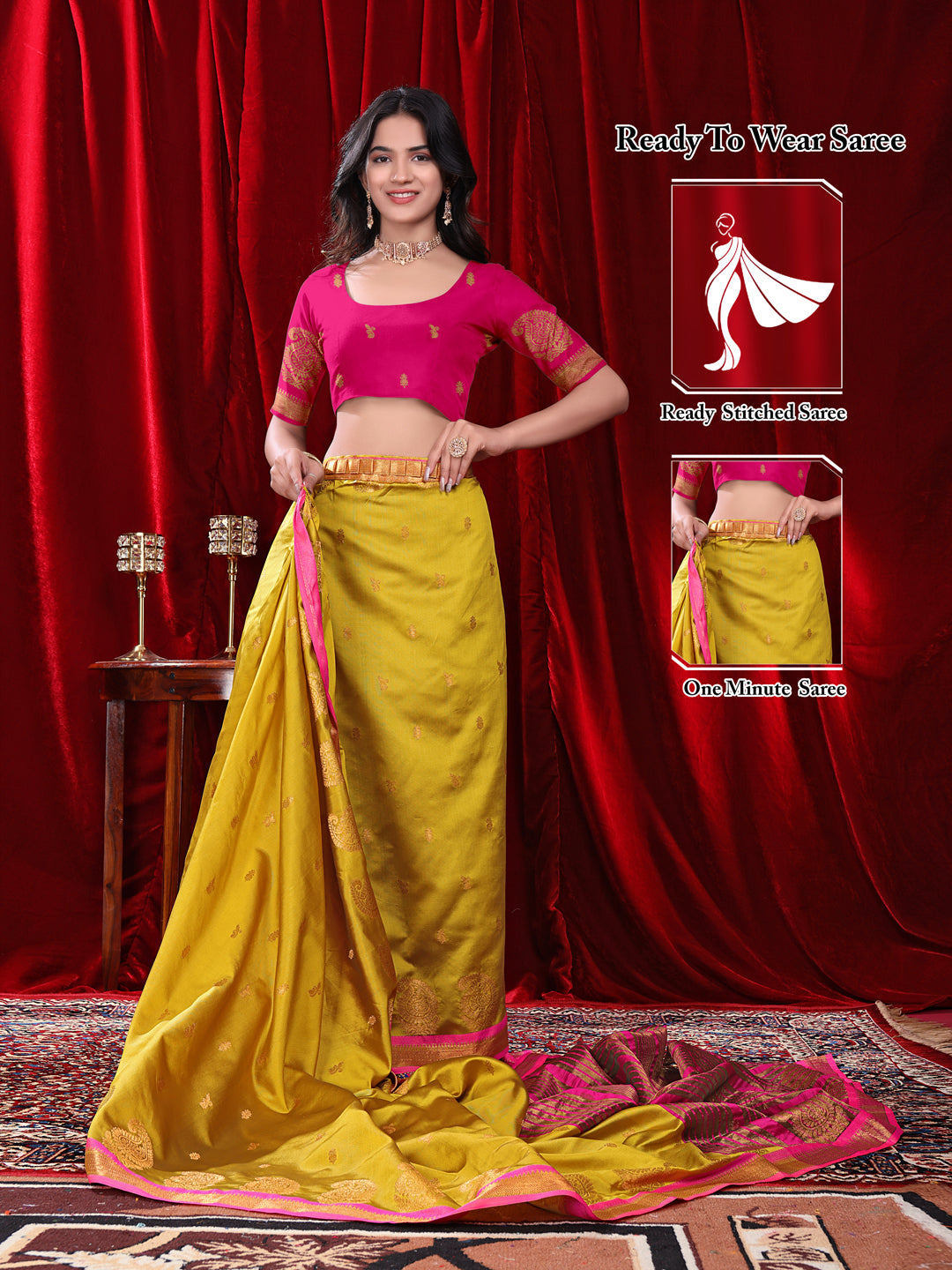 Ready to Wear Jacquard Pure Silk Saree