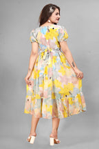 Graceful Light Blue Fit and Flare Dress for Women