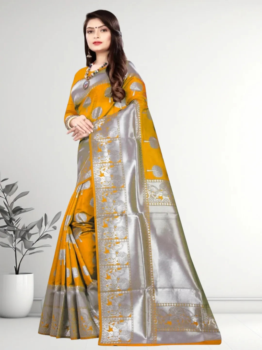 Pionex Banarasi Softy Copper Zari Weaving Brocade Saree