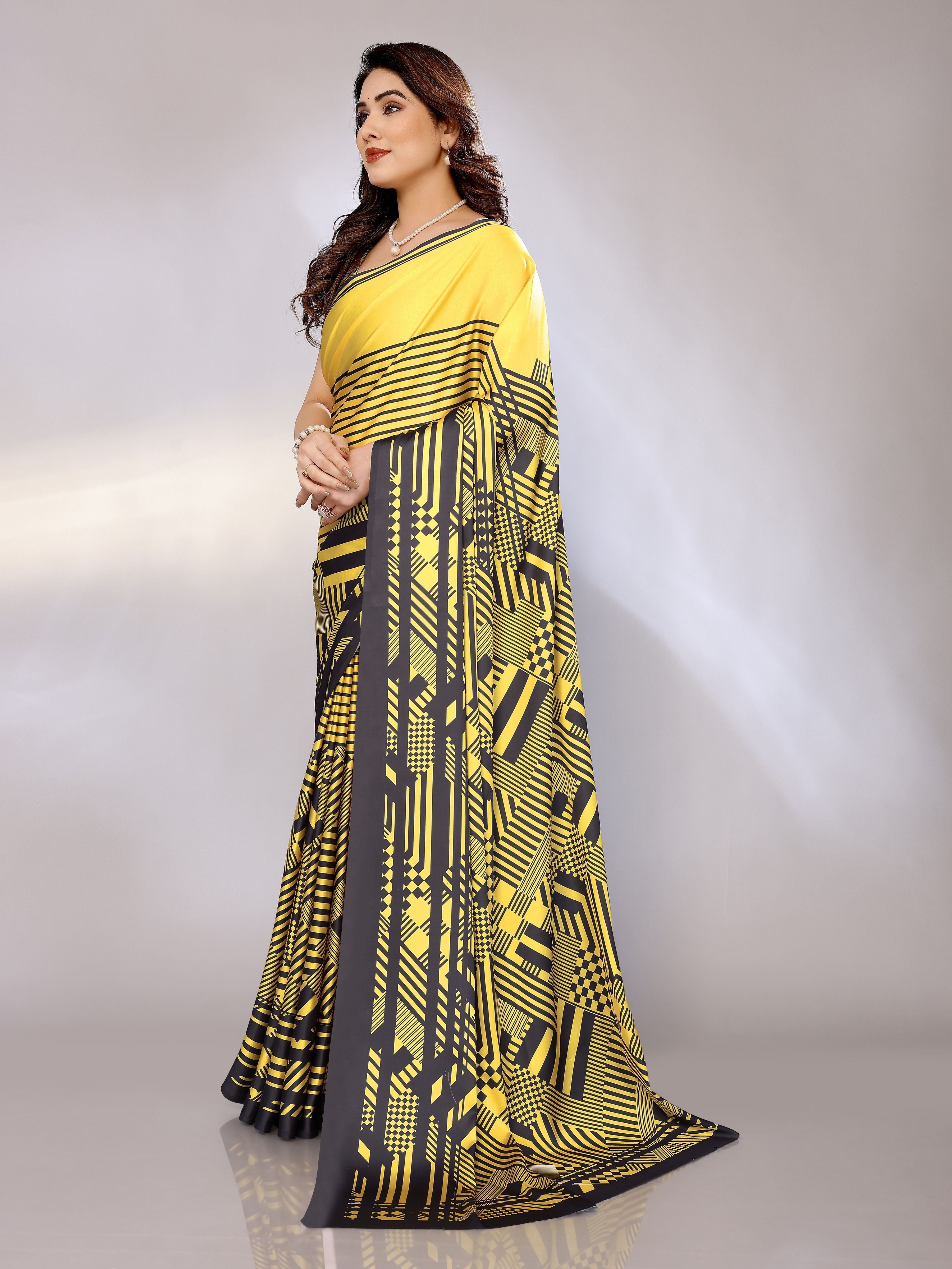 Abstract Print Crepe Silk Saree for Party Wear