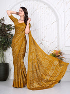 Bandhani Printed Satin Silk Saree for Party Look