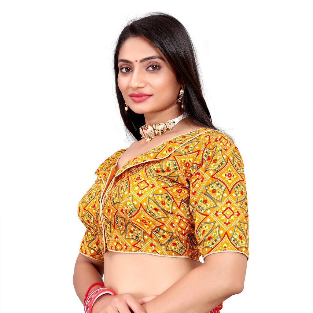 Cotton Soft Silk Bandhani Printed Blouse