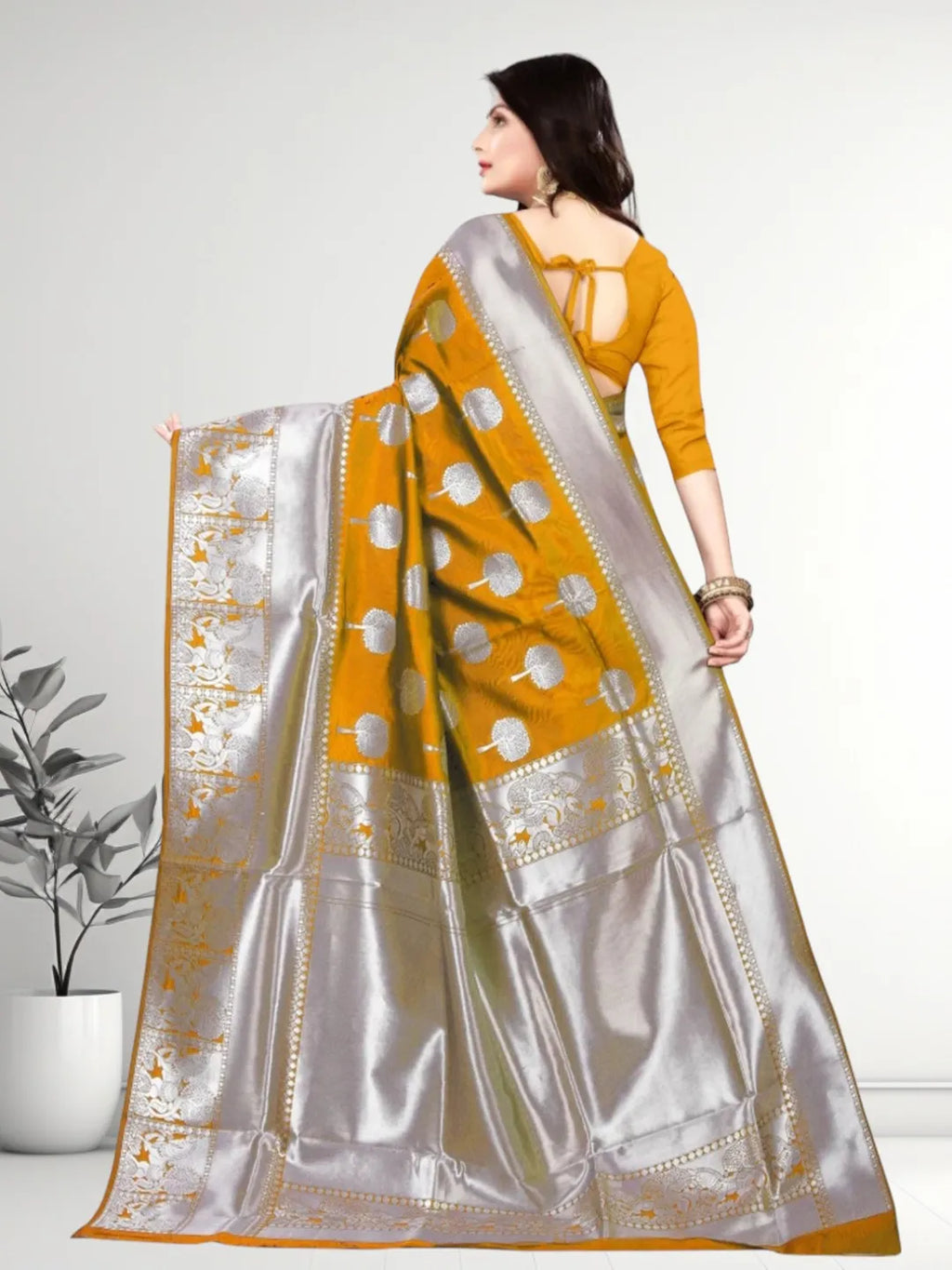 Pionex Banarasi Softy Copper Zari Weaving Brocade Saree