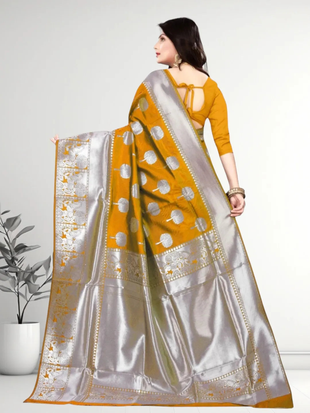 Pionex Banarasi Softy Copper Zari Weaving Brocade Saree