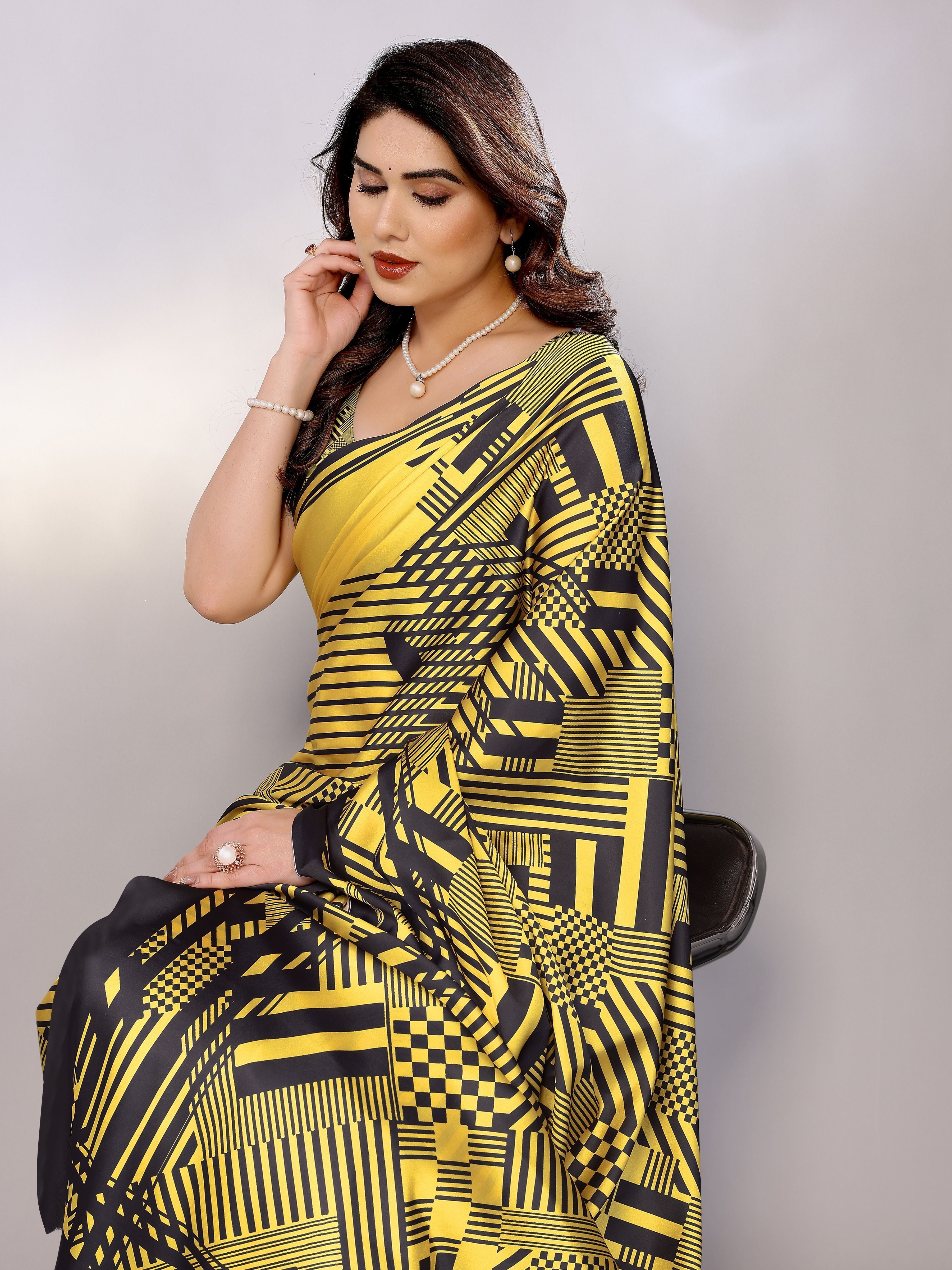 Abstract Print Crepe Silk Saree for Party Wear