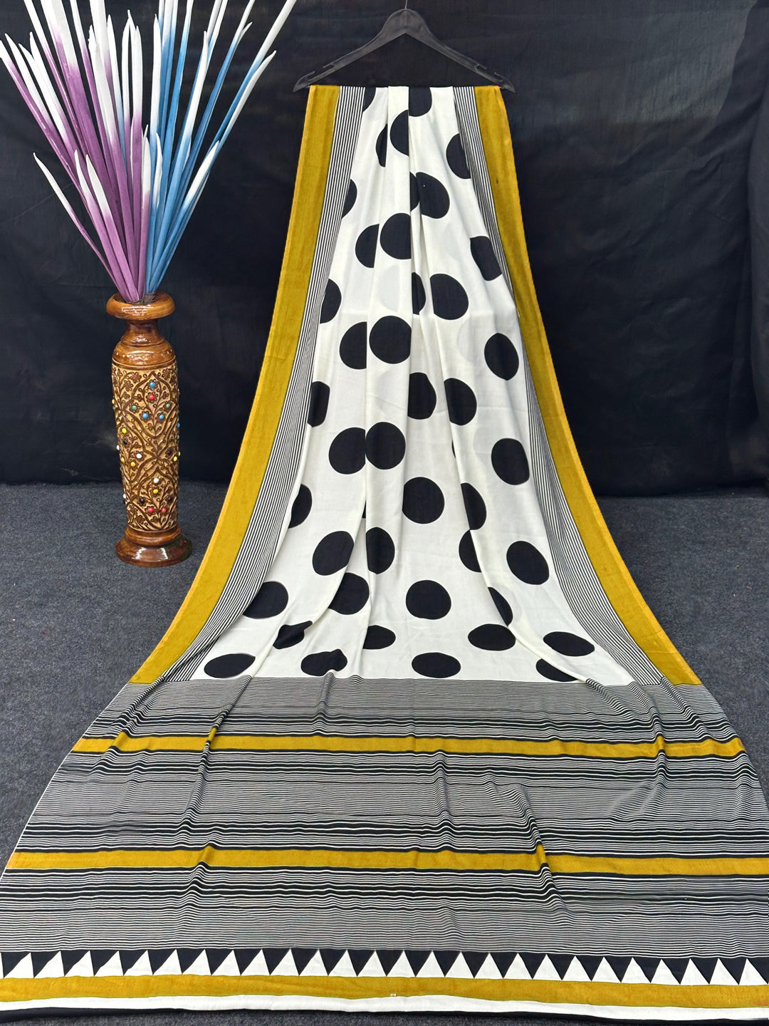 Designer Satin Silk Block Printed Saree