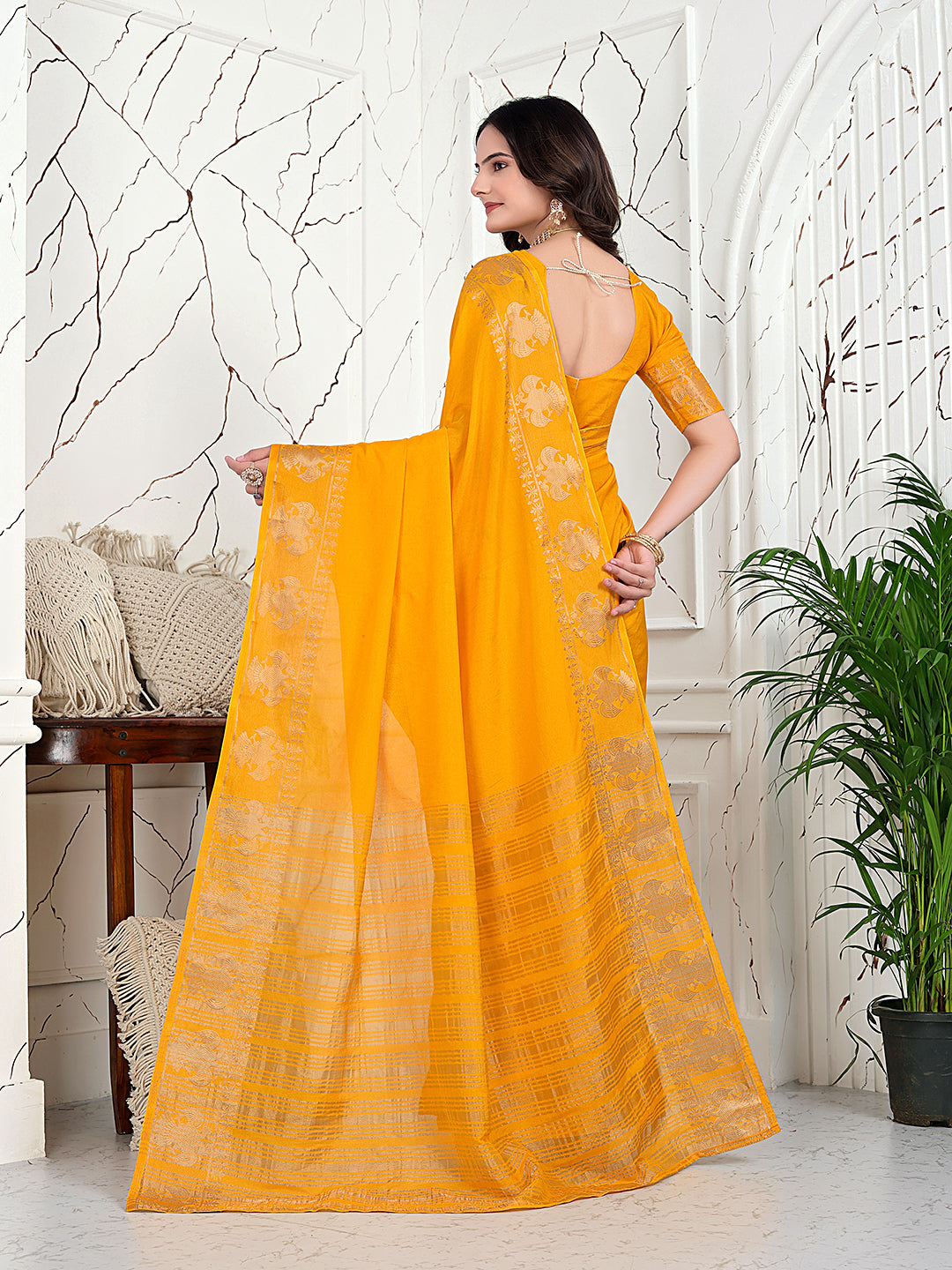Ready-to-Wear Banarasi Jacquard Saree in Crepe Fabric