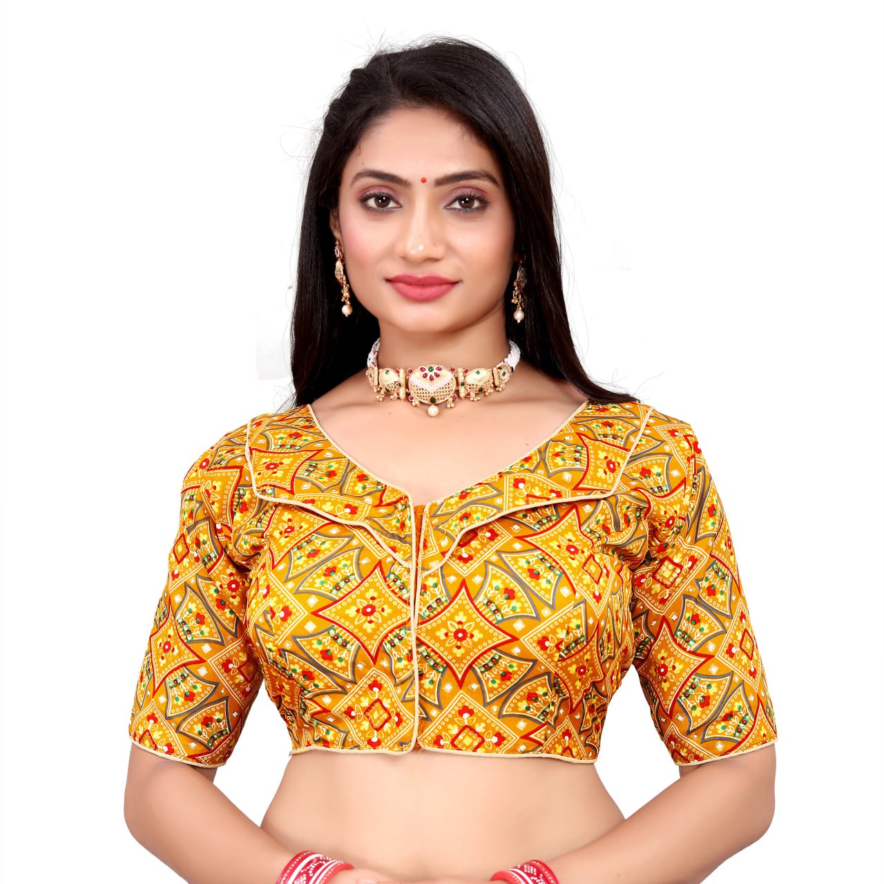 Cotton Soft Silk Bandhani Printed Blouse