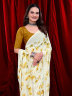 Women's Ready-to-wear Floral Printed Georgette Saree