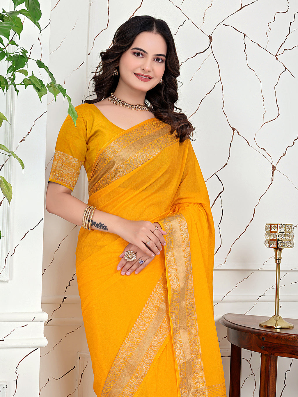 Ready-to-Wear Jacquard Saree in Crepe Banarasi Fabric