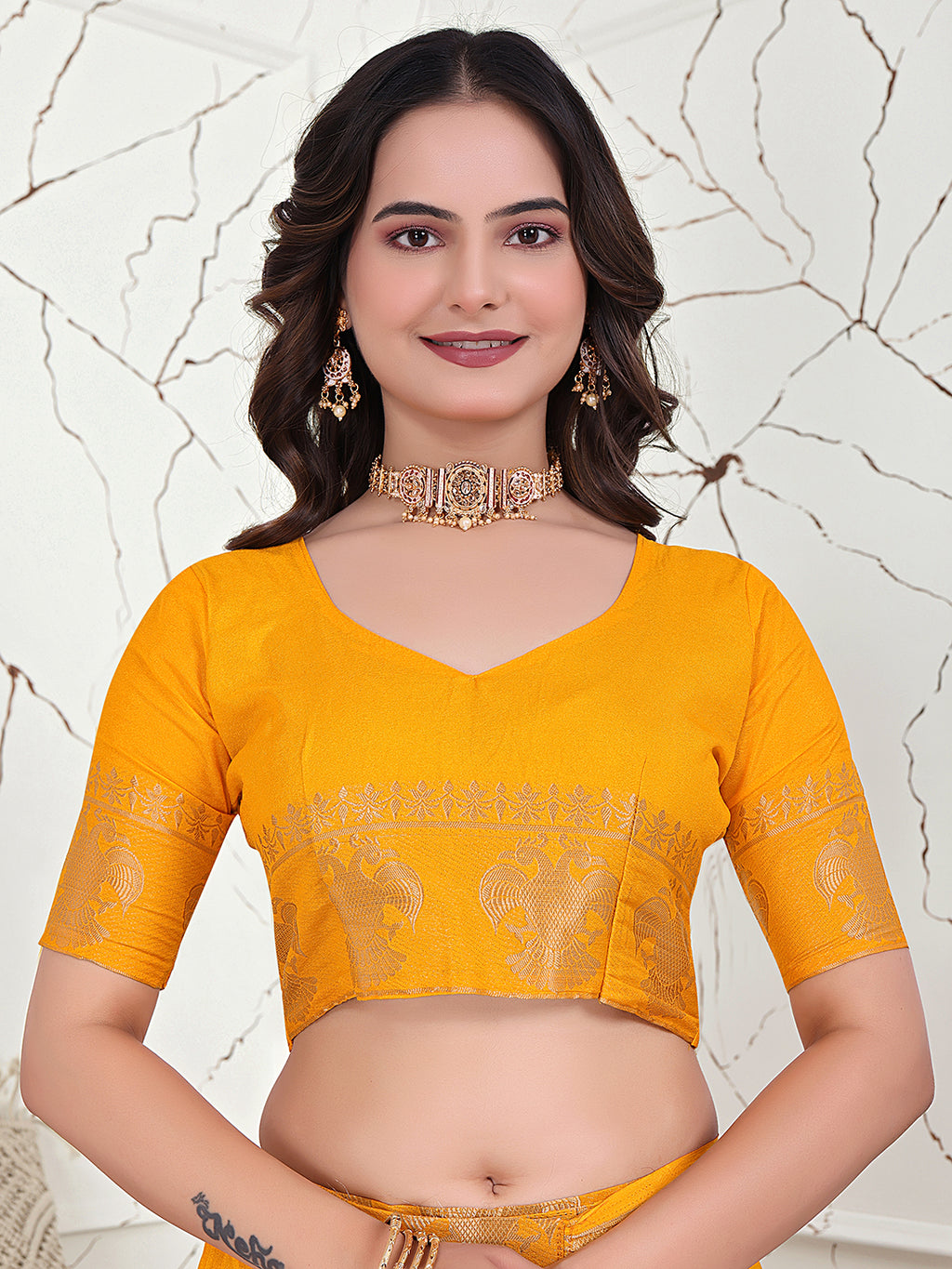 Ready-to-Wear Banarasi Jacquard Saree in Crepe Fabric