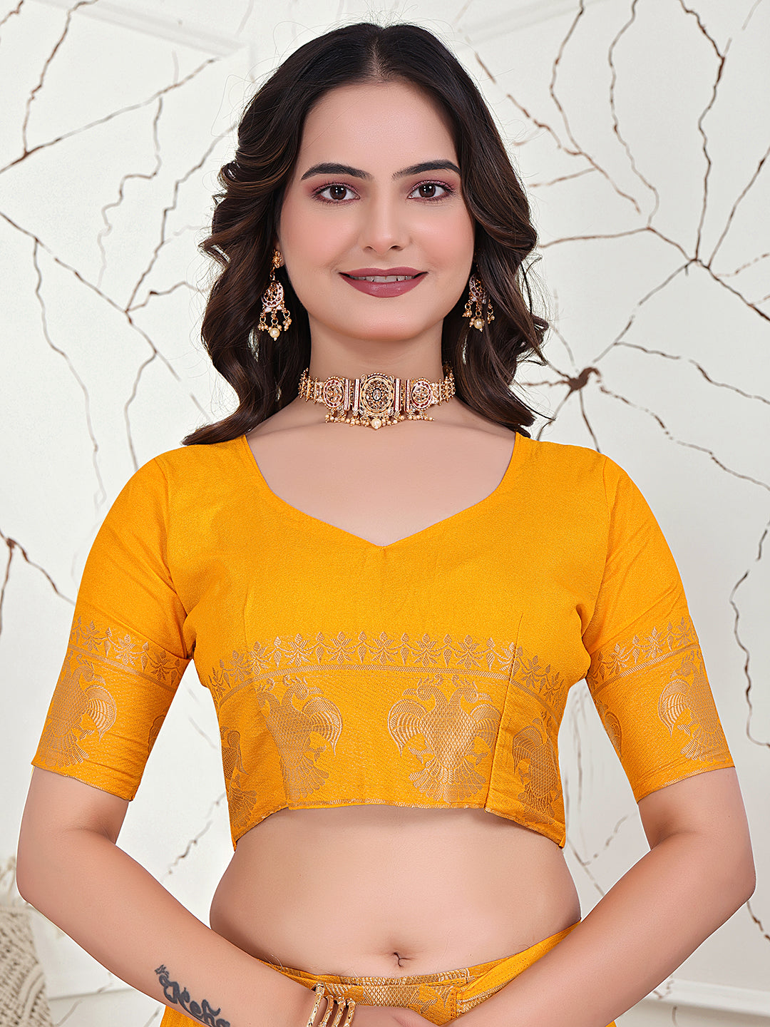 Ready-to-Wear Banarasi Jacquard Saree in Crepe Fabric