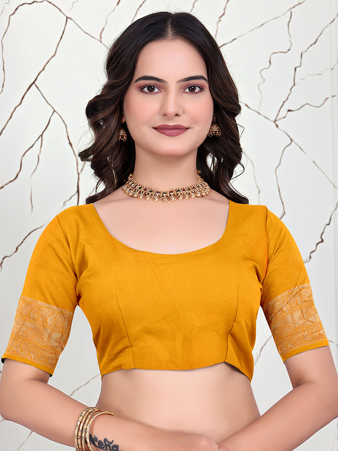 Ready-to-Wear Jacquard Saree in Crepe Banarasi Fabric