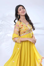 Georgette Embroidery With Sequence A line Kurta Set
