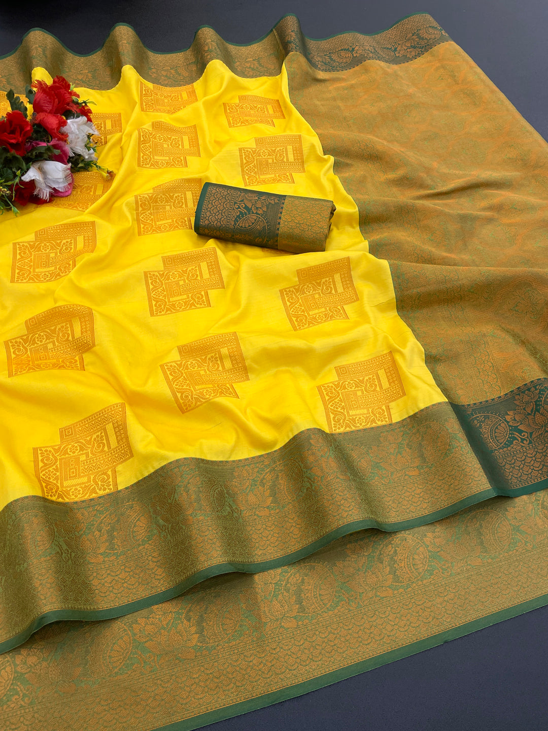 Woven Kanjivaram Soft Silk Copper Rich Pallu Saree