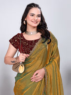 Gold Lace Rama Two-Tone Fancy Chiffon Silk Saree With Stitched Blouse