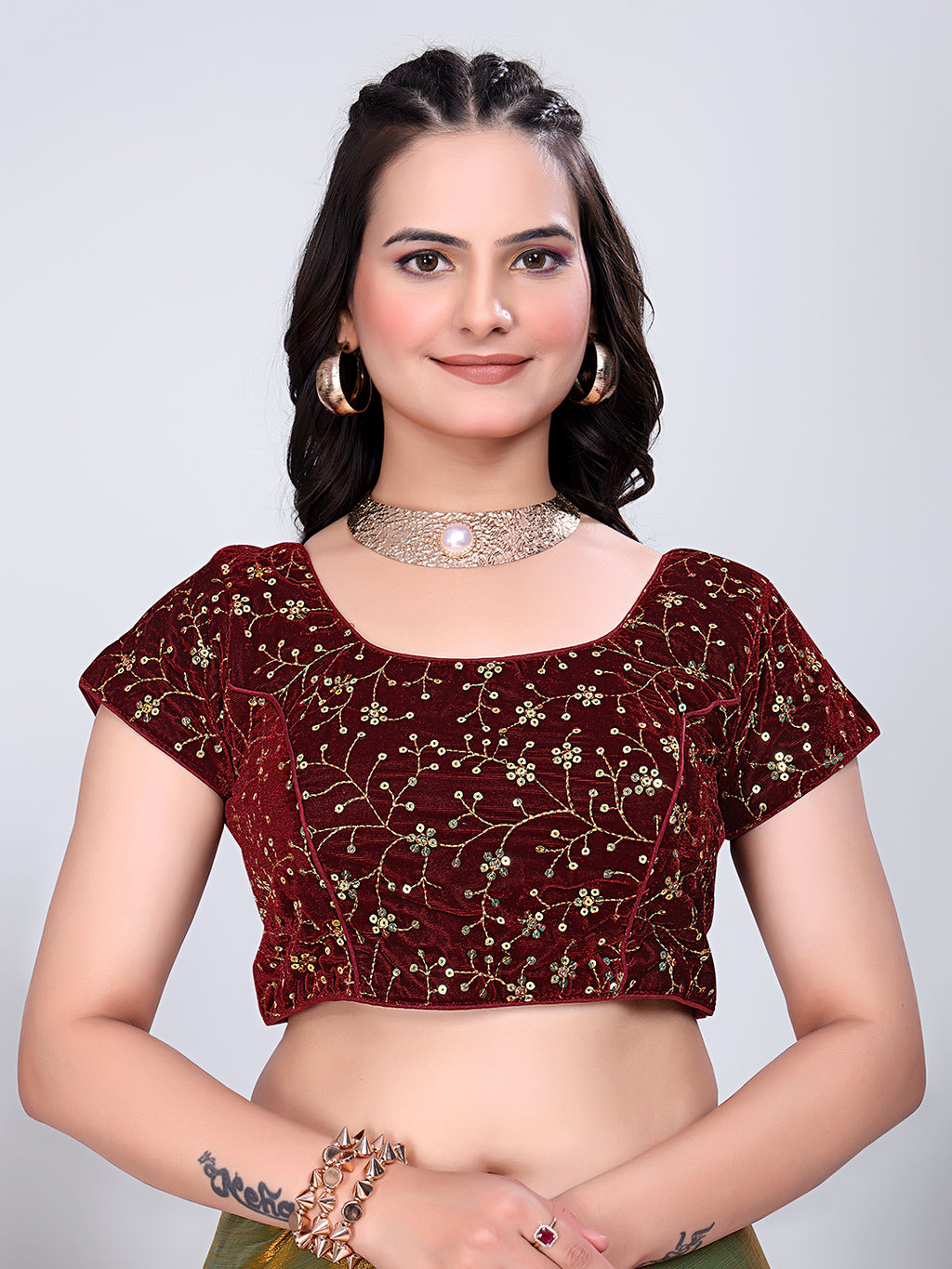 Gold Lace Rama Two-Tone Fancy Chiffon Silk Saree With Stitched Blouse