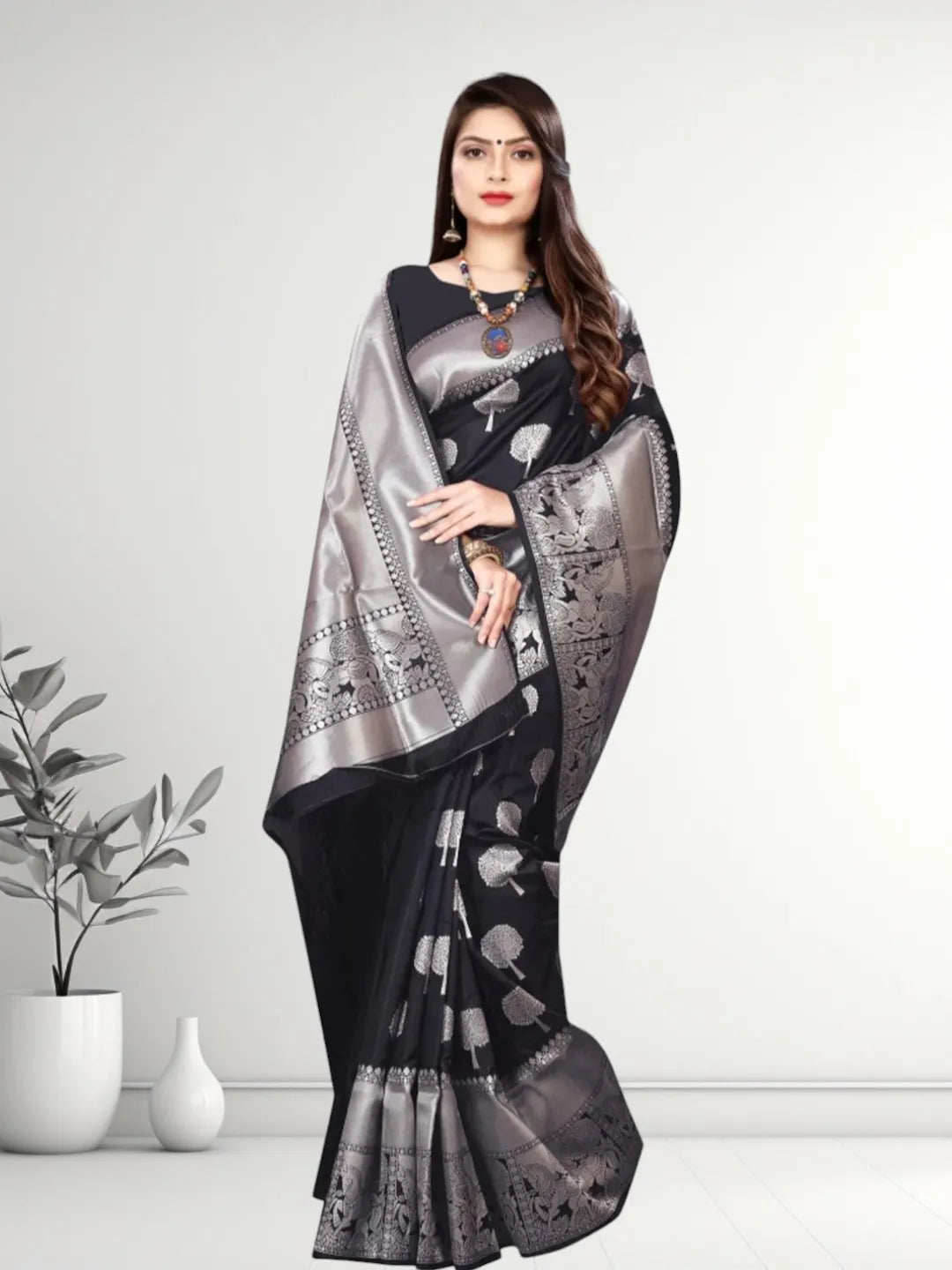 Pionex Banarasi Softy Copper Zari Weaving Brocade Saree
